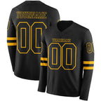 Custom Black Gold Long Sleeve Authentic Football Jersey
