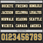 Custom Black Old Gold-White Long Sleeve Authentic Football Jersey