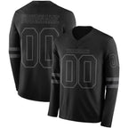 Custom Black Steel Gray Long Sleeve Authentic Football Jersey