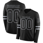 Custom Black Gray Long Sleeve Authentic Football Jersey
