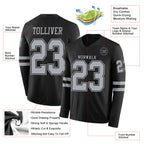 Custom Black Gray Long Sleeve Authentic Football Jersey