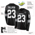 Custom Black White-Gray Long Sleeve Authentic Football Jersey