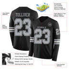 Custom Black Gray Long Sleeve Authentic Football Jersey