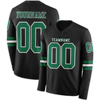 Custom Black Kelly Green-White Long Sleeve Authentic Football Jersey
