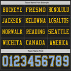 Custom Black Light Blue-Yellow Long Sleeve Authentic Football Jersey