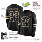 Custom Black Cream Long Sleeve Authentic Football Jersey