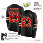Custom Black Red-Cream Long Sleeve Authentic Football Jersey