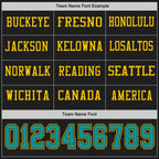 Custom Black Teal-Yellow Long Sleeve Authentic Football Jersey