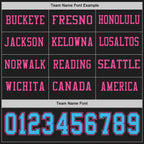 Custom Black Sky Blue-Pink Long Sleeve Authentic Football Jersey