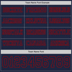 Custom Navy Red Long Sleeve Authentic Football Jersey