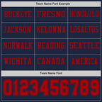 Custom Navy Red Long Sleeve Authentic Football Jersey