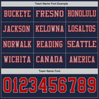 Custom Navy Red-Gray Long Sleeve Authentic Football Jersey