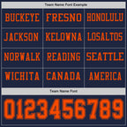 Custom Navy Orange Long Sleeve Authentic Football Jersey