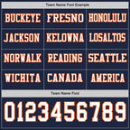Custom Navy White-Orange Long Sleeve Authentic Football Jersey