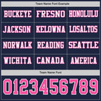 Custom Navy Pink-White Long Sleeve Authentic Football Jersey