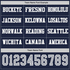 Custom Navy Gray-White Long Sleeve Authentic Football Jersey