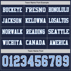 Custom Navy Light Blue-White Long Sleeve Authentic Football Jersey