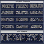 Custom Navy Cream Long Sleeve Authentic Football Jersey