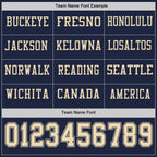 Custom Navy Cream Long Sleeve Authentic Football Jersey