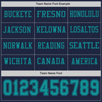 Custom Navy Teal Long Sleeve Authentic Football Jersey