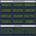 Custom Navy Neon Green Long Sleeve Authentic Football Jersey