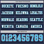 Custom Navy Sky Blue-White Long Sleeve Authentic Football Jersey