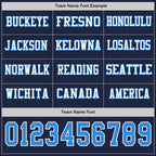 Custom Navy Powder Blue-White Long Sleeve Authentic Football Jersey