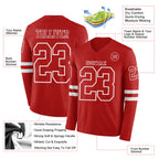 Custom Red White Long Sleeve Authentic Football Jersey