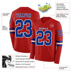 Custom Red Royal-White Long Sleeve Authentic Football Jersey