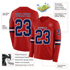 Custom Red Navy-White Long Sleeve Authentic Football Jersey