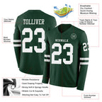 Custom Green White Long Sleeve Authentic Football Jersey