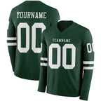Custom Green White Long Sleeve Authentic Football Jersey
