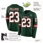 Custom Green White-Red Long Sleeve Authentic Football Jersey