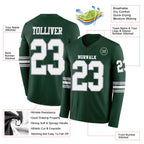 Custom Green White-Gray Long Sleeve Authentic Football Jersey