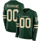 Custom Green Cream Long Sleeve Authentic Football Jersey