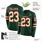 Custom Green Cream-Red Long Sleeve Authentic Football Jersey