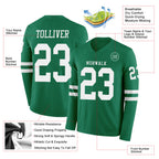 Custom Kelly Green White Long Sleeve Authentic Football Jersey