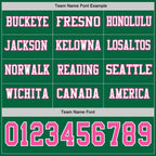 Custom Kelly Green Pink-White Long Sleeve Authentic Football Jersey