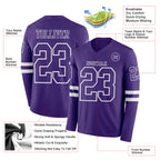 Custom Purple White Long Sleeve Authentic Football Jersey