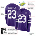 Custom Purple White Long Sleeve Authentic Football Jersey