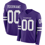Custom Purple White Long Sleeve Authentic Football Jersey