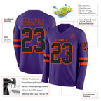 Custom Purple Black-Orange Long Sleeve Authentic Football Jersey