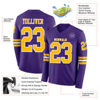 Custom Purple Gold-White Long Sleeve Authentic Football Jersey