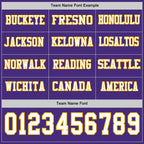 Custom Purple White-Gold Long Sleeve Authentic Football Jersey