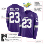 Custom Purple White-Gray Long Sleeve Authentic Football Jersey