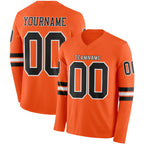 Custom Orange Black-White Long Sleeve Authentic Football Jersey