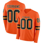 Custom Orange Black Cream-Old Gold Long Sleeve Authentic Football Jersey
