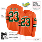 Custom Orange Green-White Long Sleeve Authentic Football Jersey