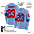 Custom Light Blue Red-Royal Long Sleeve Authentic Football Jersey