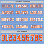 Custom Light Blue Orange-White Long Sleeve Authentic Football Jersey